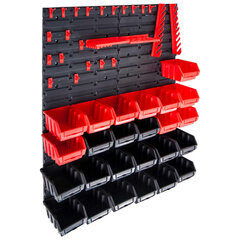 Sandėliavimo dėžių rinkinys, 29 dalių, raudonas ir juodas kaina ir informacija | Mechaniniai įrankiai | pigu.lt