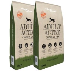 Sausas maistas šunims, adult active chicken & fish, 2vnt., 30kg kaina ir informacija | Sausas maistas šunims | pigu.lt