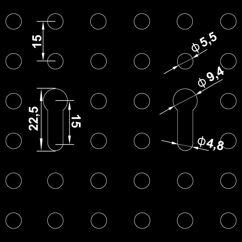 Sieninės plokštės su kabliukais, 3vnt., 40x58cm, plienas kaina ir informacija | Mechaniniai įrankiai | pigu.lt