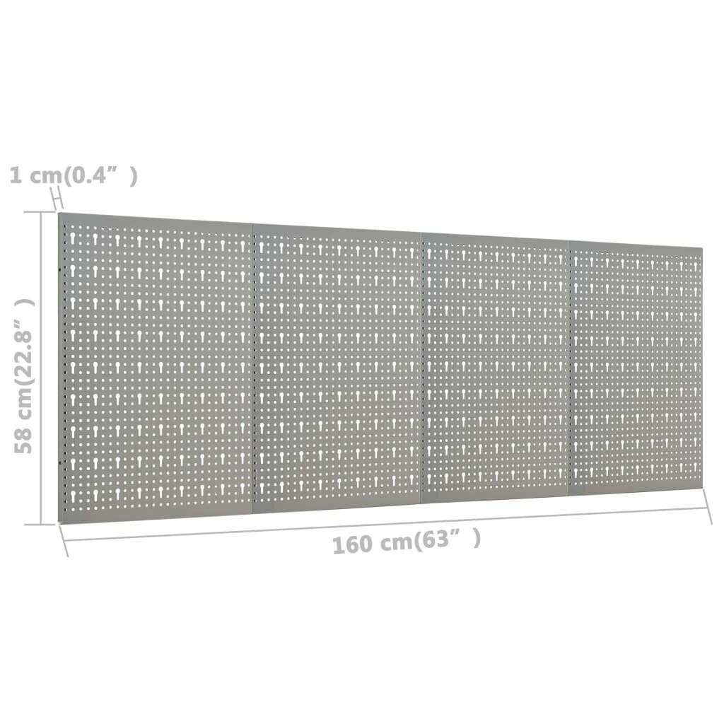 Sieninės plokštės su kabliukais, 4vnt., 40x58cm, plienas kaina ir informacija | Mechaniniai įrankiai | pigu.lt