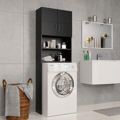Skalbimo mašinos spintelė vidaXL, 64x25,5x190 cm, juoda цена и информация | Шкафчики для ванной | pigu.lt