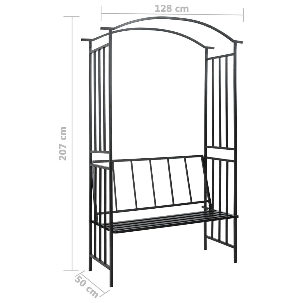 Sodo arka su suoliuku, 114x45x205cm, juoda kaina ir informacija | Sodo dekoracijos | pigu.lt