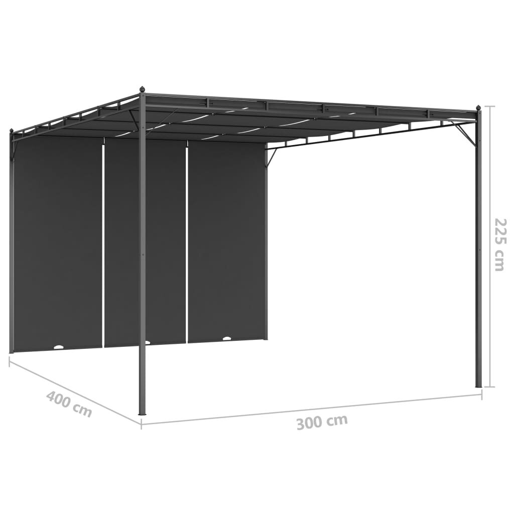 Sodo pavėsinė su šonine užuolaida, 4x3x2.25 m, juoda цена и информация | Pavėsinės | pigu.lt