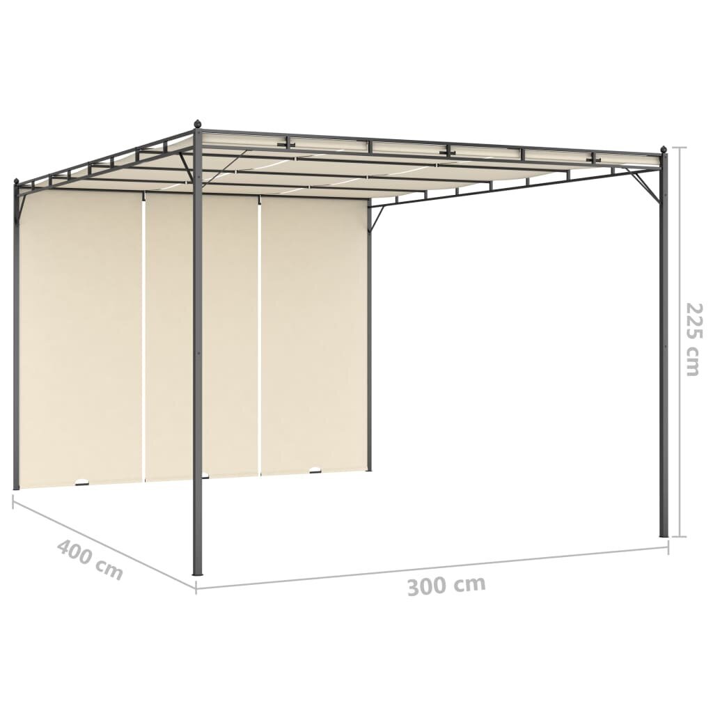 Sodo pavėsinė su šonine užuolaida, 4x3x2.25 m, smėlio spalvos kaina ir informacija | Pavėsinės | pigu.lt