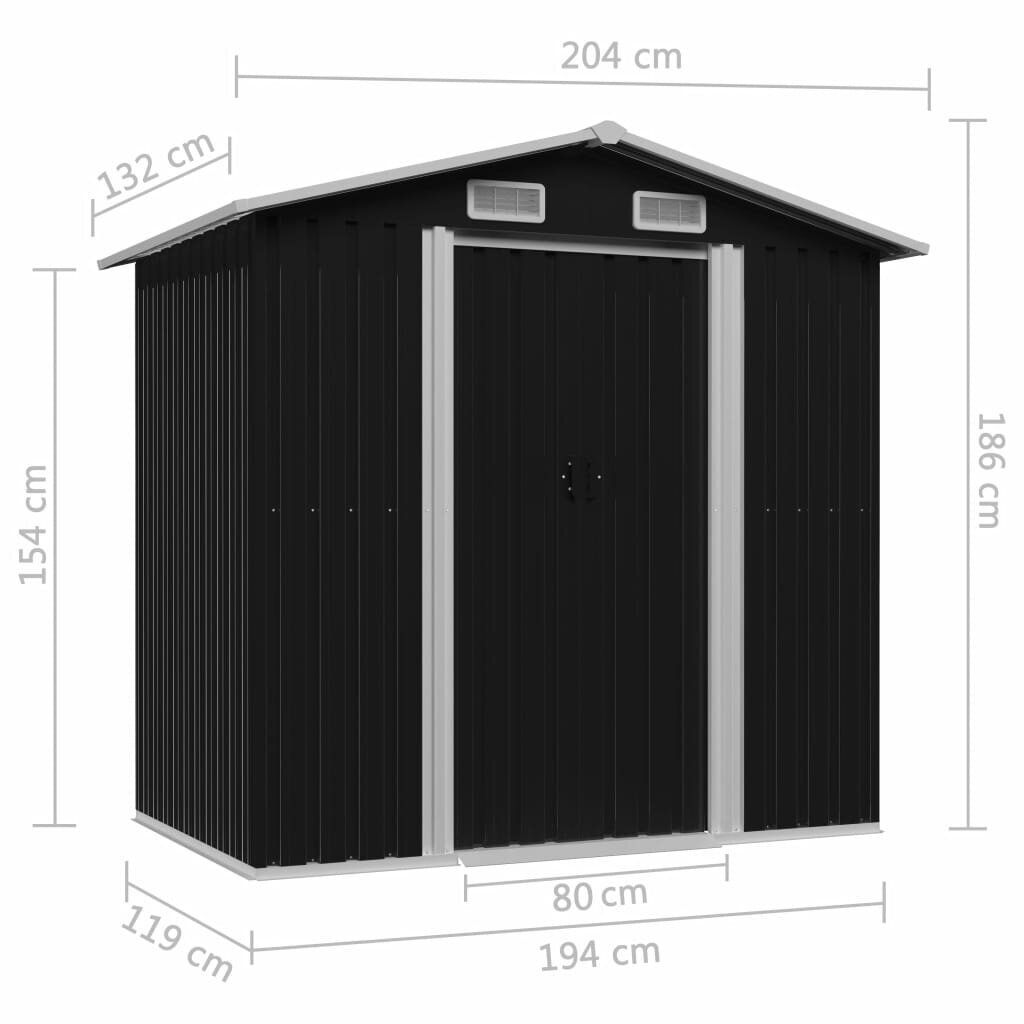 Sodo sandėliukas, 204x132x186 cm, pilkas kaina ir informacija | Sodo nameliai, malkinės, pastogės | pigu.lt