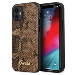 Прочный задний чехол-крышка для Apple iPhone 12 mini Guess GUHCP12SPUSNSMLBR Script Python, коричневый цена и информация | Чехлы для телефонов | pigu.lt