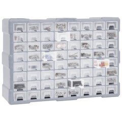 vidaXL Stelažas su 64 stalčiais, 52x16x37,5cm kaina ir informacija | Įrankių dėžės, laikikliai | pigu.lt