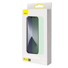 Apsauginis stiklas Baseus 2x 0,3 mm Eye Protection Full Coverage Green Tempered Glass Film with Anti Blue Light Filter, skirtas iPhone 12 Pro / iPhone 12 SGAPIPH61P-LP02 kaina ir informacija | Apsauginės plėvelės telefonams | pigu.lt