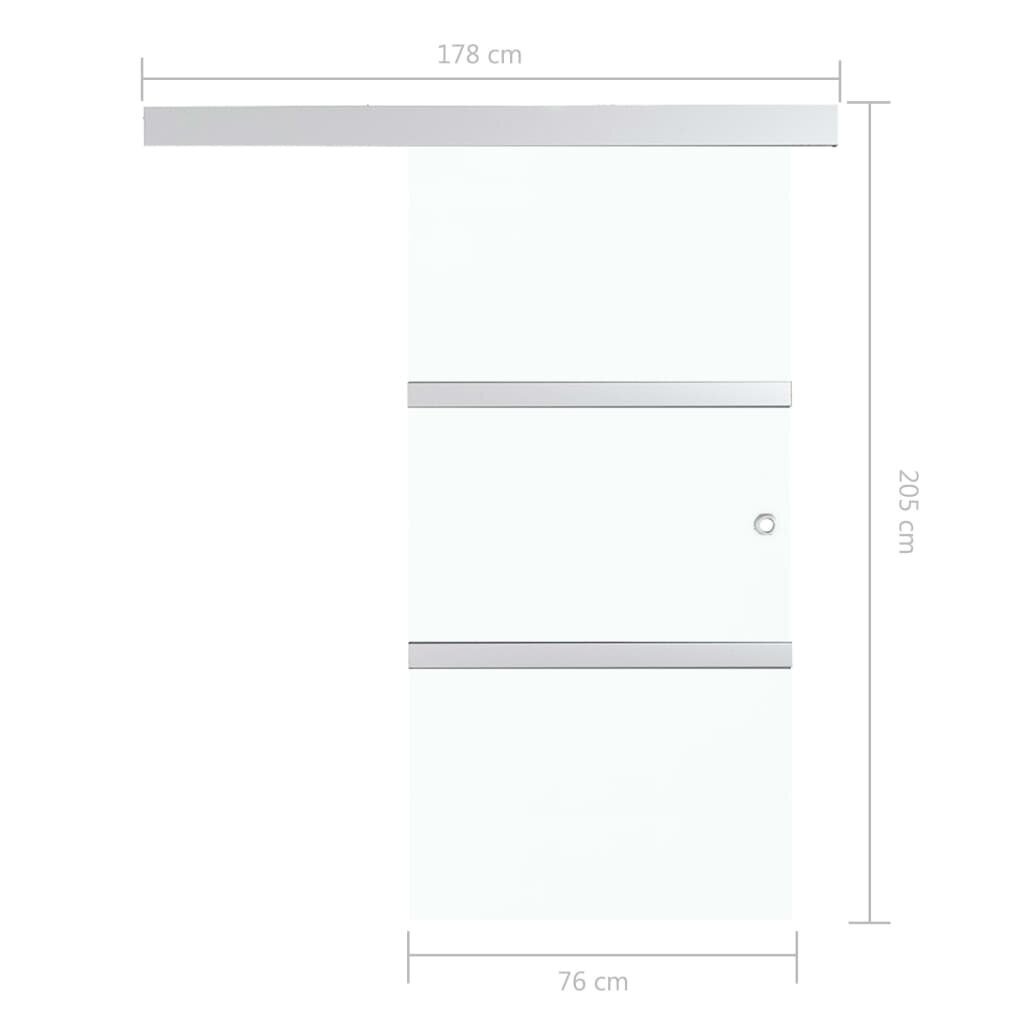 Stumdomos durys su stabdikliais vidaXL, 76x205 cm, stiklas ir aliuminis kaina ir informacija | Vidaus durys | pigu.lt