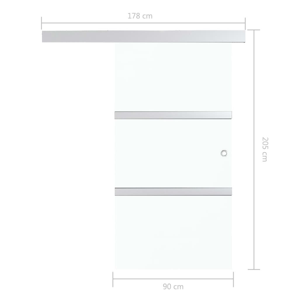 Stumdomos durys su stabdikliais vidaXL, 90x205 cm, stiklas ir aliuminis kaina ir informacija | Vidaus durys | pigu.lt