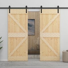 Stumdomos durys su įrangos rinkiniu, 80x210cm, pušies masyvas цена и информация | Межкомнатные двери | pigu.lt