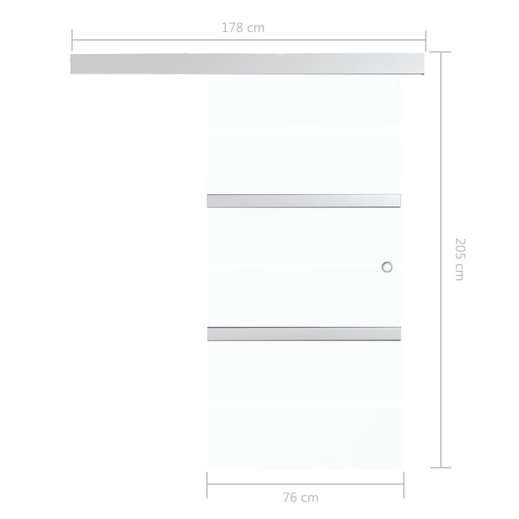 Stumdomos durys, sidabrinės vidaXL, 76x205 cm, aliuminis ir ESG stiklas kaina ir informacija | Vidaus durys | pigu.lt