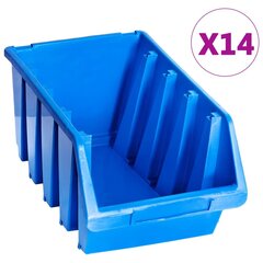 Sudedamos sandėliavimo dėžės, 14vnt., mėlynos, plastikas kaina ir informacija | Mechaniniai įrankiai | pigu.lt