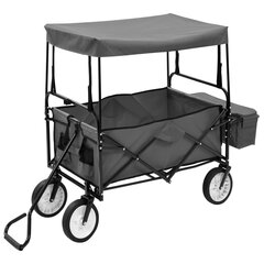 Sulankstomas rankinis vežimėlis su stogeliu, pilkas kaina ir informacija | Karučiai | pigu.lt