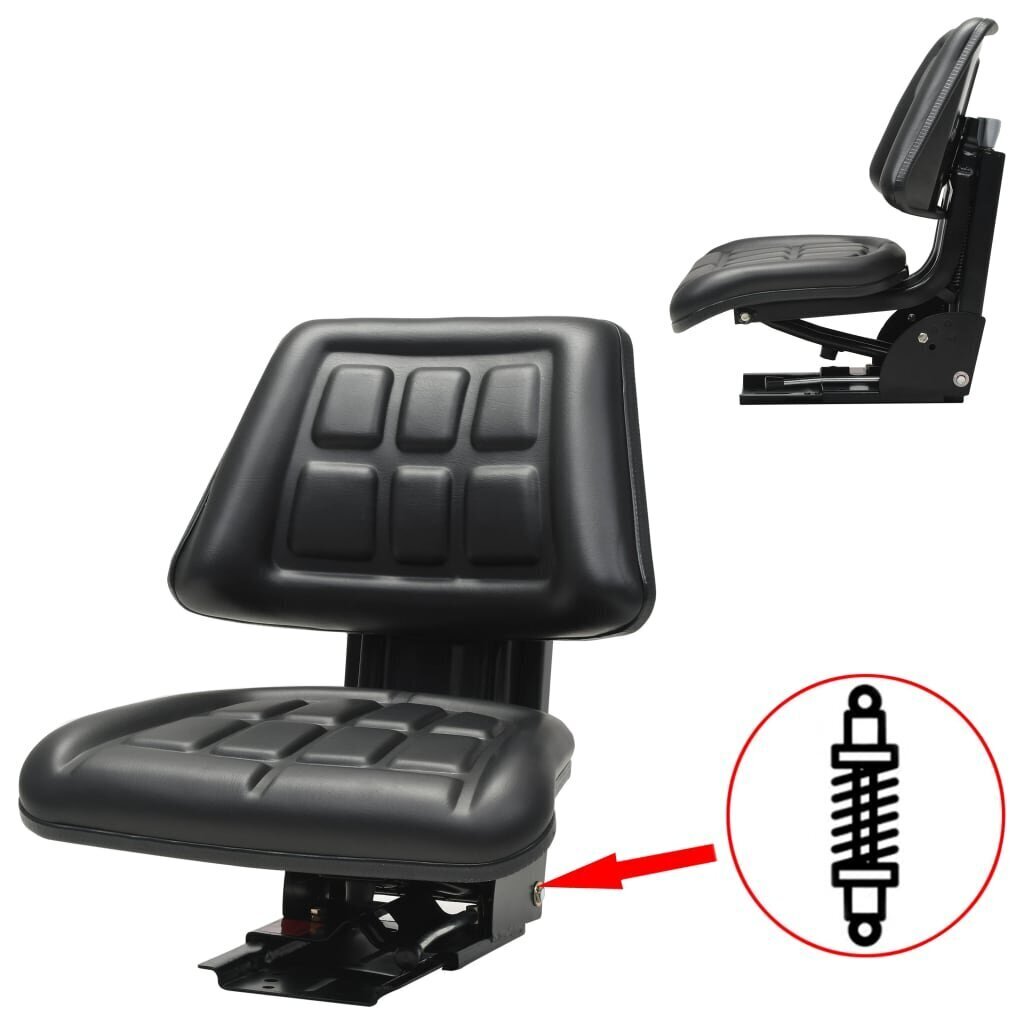 Traktoriaus sėdynė su amortizatoriumi, juoda kaina ir informacija | Sodo technikos dalys | pigu.lt