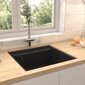 Virtuvės plautuvė su anga nuo persipildymo, juoda, granitas kaina ir informacija | Virtuvinės plautuvės | pigu.lt