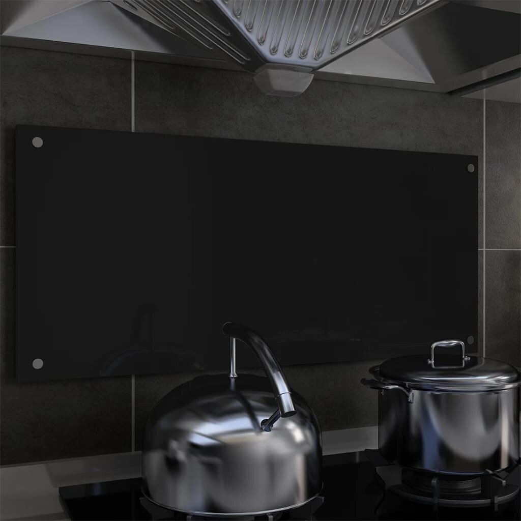 vidaXL virtuvės sienelė, 90x40 cm, juoda kaina ir informacija | Virtuvės baldų priedai | pigu.lt