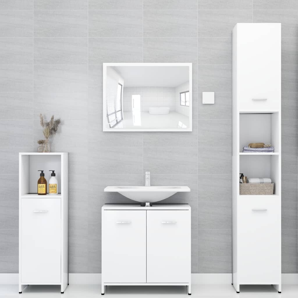 Vonios kambario spintelė, 30 x 30 x 183,5 cm, balta цена и информация | Vonios spintelės | pigu.lt