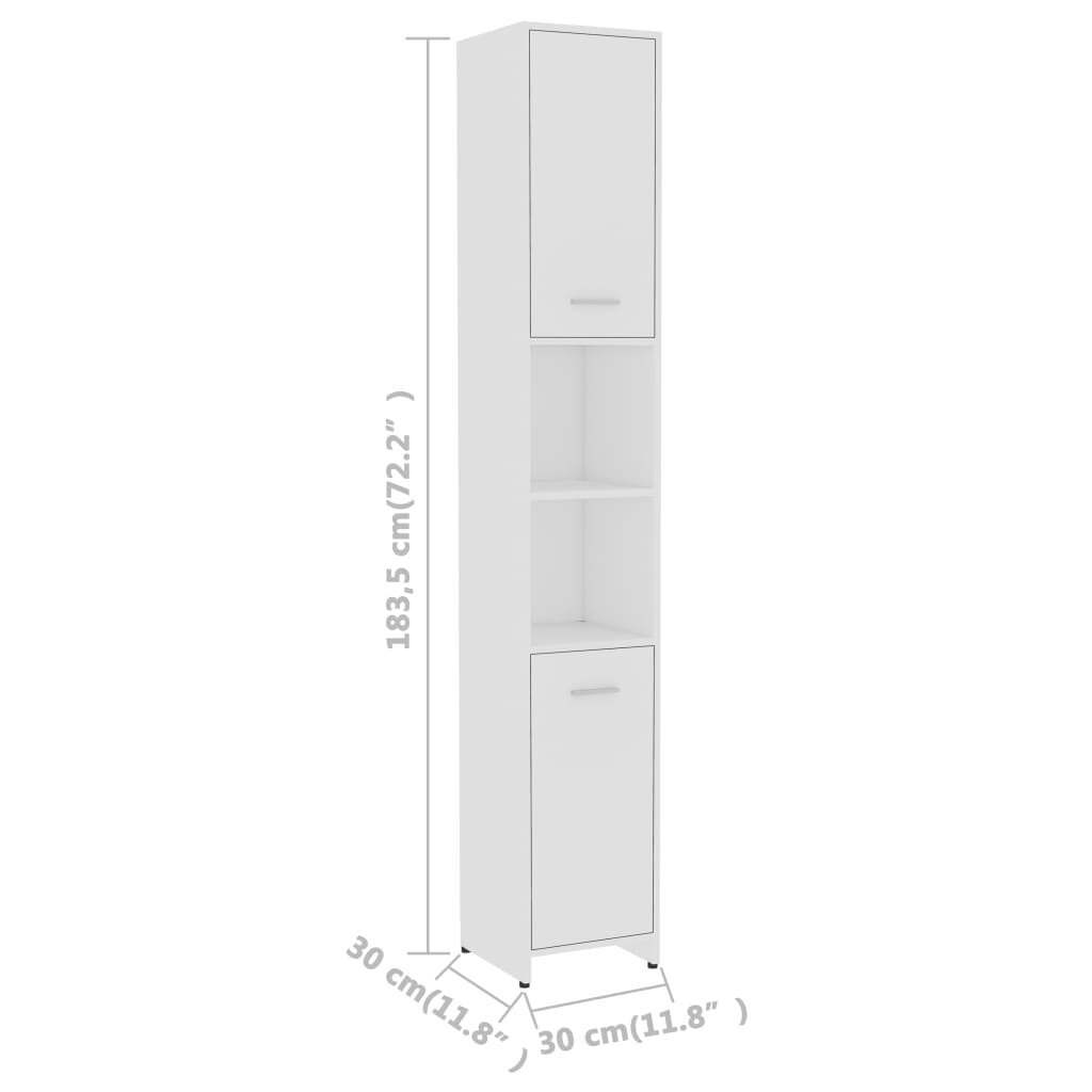 Vonios kambario spintelė, 30 x 30 x 183,5 cm, balta kaina ir informacija | Vonios spintelės | pigu.lt