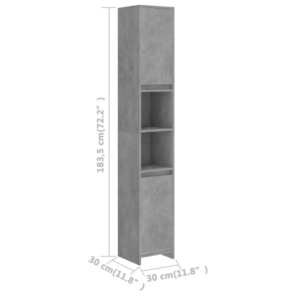 Vonios kambario spintelė, 30x30x183,5 cm, pilka цена и информация | Vonios spintelės | pigu.lt