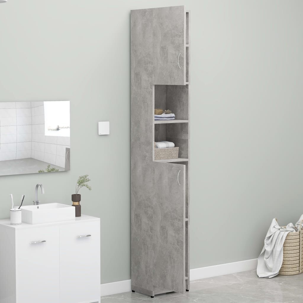 Vonios kambario spintelė, 32x25,5x190 cm, pilka цена и информация | Vonios spintelės | pigu.lt