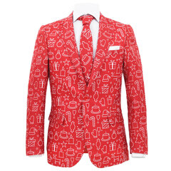 Kostiumas vyrams, 2 dalių, su kaklaraiščiu, raudonas kaina ir informacija | Vyriški kostiumai | pigu.lt