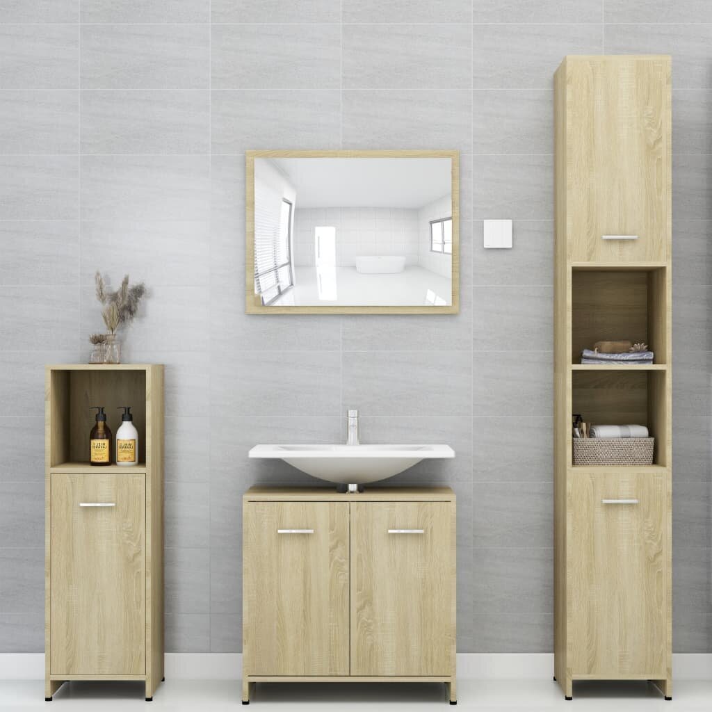 Vonios kambario spintelė, 60x33x58 cm, ruda kaina ir informacija | Vonios spintelės | pigu.lt