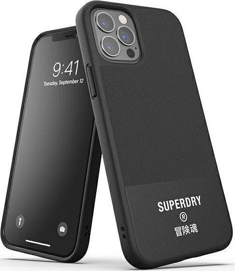 Supcase SuperDry Molded Canvas iPhone 12/12 Pro black kaina ir informacija | Telefono dėklai | pigu.lt