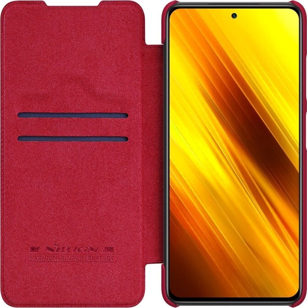 Dėklas telefonui Nillkin Qin, skirtas Xiaomi Poco X3 NFC / X3 Pro, rudas kaina ir informacija | Telefono dėklai | pigu.lt