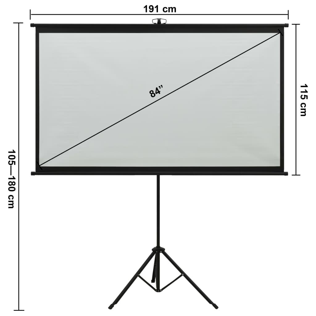 Projektoriaus ekranas su trikoju, 84", 16:9 цена и информация | Projektorių ekranai | pigu.lt