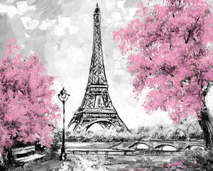 Tapybos pagal skaičius rinkinys 40x50 cm "Eiffel Tower in Bloom" kaina ir informacija | Tapyba pagal skaičius | pigu.lt
