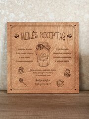 Graviruota medinė lentelė "Meilės receptas", 26 x 26cm цена и информация | Другие оригинальные подарки | pigu.lt