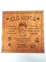 Graviruota medinė lentelė "Meilės receptas", 26 x 26cm цена и информация | Другие оригинальные подарки | pigu.lt