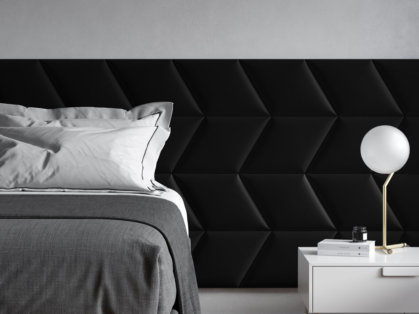 Minkštos sienų plokštės, 3 vnt., Cosmopolitan Design Makira L4, juodos kaina ir informacija | Minkštos sienų plokštės | pigu.lt