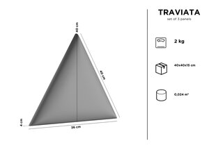 Мягкие настенные панели, 3 шт., Kooko Home Traviata C3, коричневые цена и информация | Мягкие стеновые панели | pigu.lt