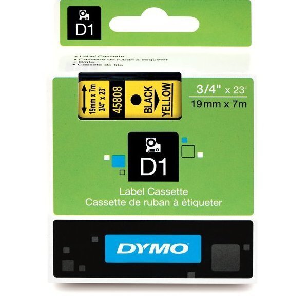DYMO D1 Juostelė 19 mm x 7 m juodas ant geltonos цена и информация | Spausdintuvų priedai | pigu.lt