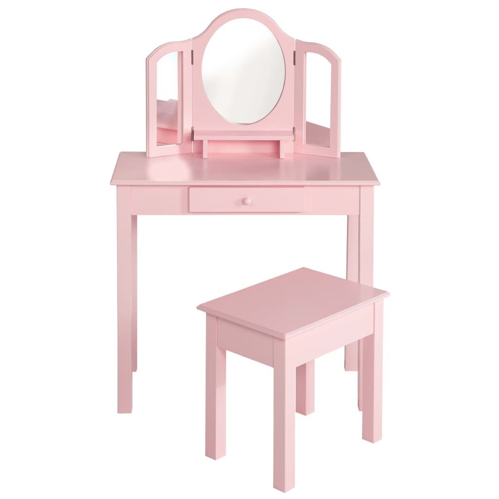 Kosmetinis staliukas su taburete, rožinis, 68x32x106cm, mediena kaina ir informacija | Lavinamieji žaislai | pigu.lt
