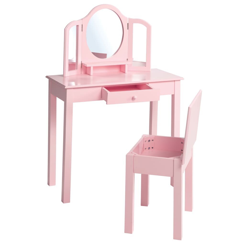 Kosmetinis staliukas su taburete, rožinis, 68x32x106cm, mediena kaina ir informacija | Lavinamieji žaislai | pigu.lt
