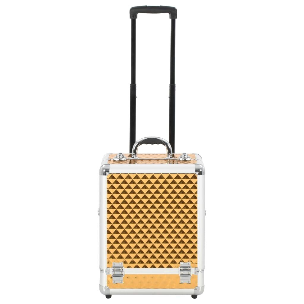 Aliumininis kosmetikos lagaminas su ratukais, 35x29x45cm, auksinis kaina ir informacija | Kosmetinės, veidrodėliai | pigu.lt