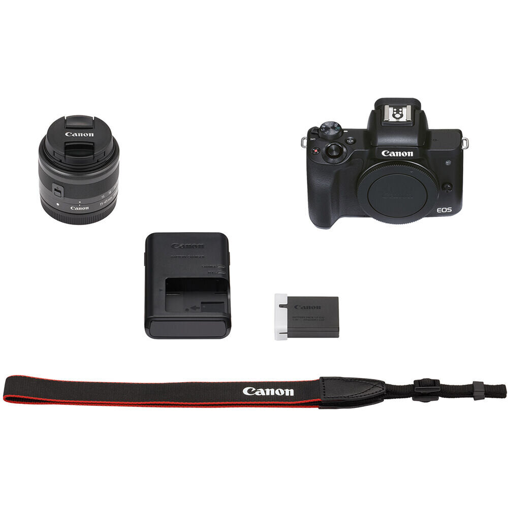 Canon EOS M50 Mark II 15-45 IS STM (Black) kaina ir informacija | Skaitmeniniai fotoaparatai | pigu.lt