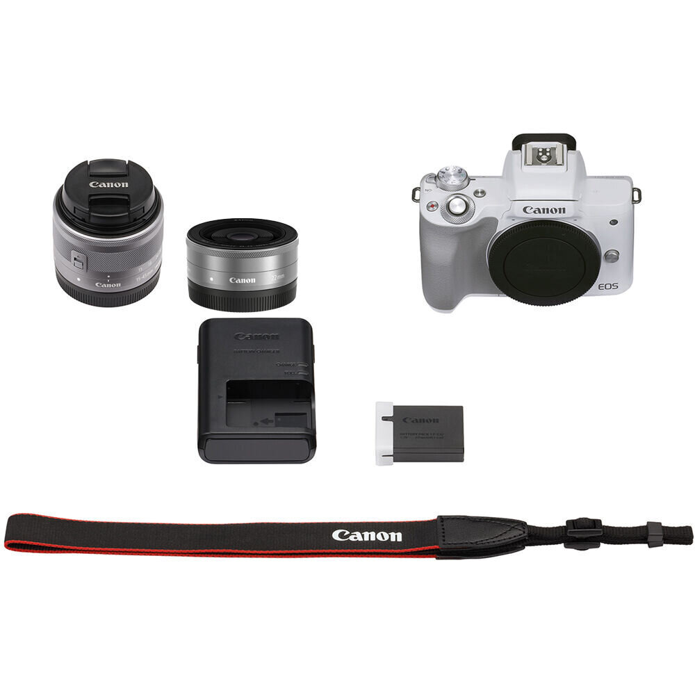 Canon EOS M50 Mark II EF-M 15-45mm IS STM + EF-M 22mm STM цена и информация | Skaitmeniniai fotoaparatai | pigu.lt