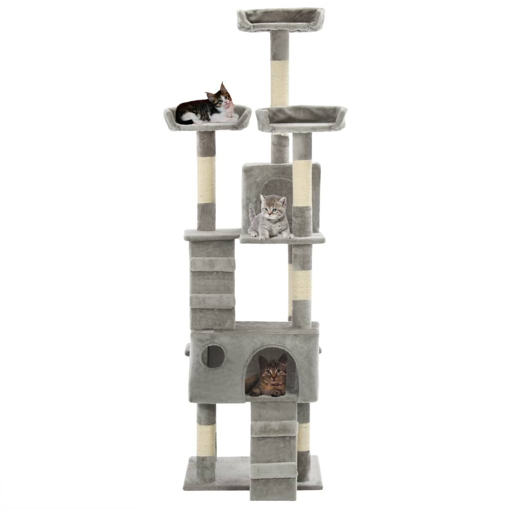 Draskyklė katėms su stovais iš sizalio, 170cm, pilka kaina ir informacija | Draskyklės | pigu.lt