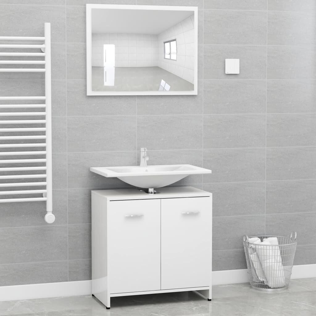 Vonios kambario baldų komplektas, baltai blizgus цена и информация | Vonios komplektai | pigu.lt