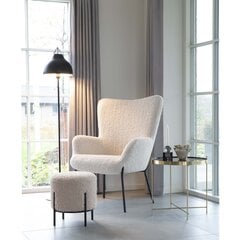 Modernus šviesios medžiagos Alford pufas su metalinėmis kojelėmis kaina ir informacija | Lauko kėdės, foteliai, pufai | pigu.lt