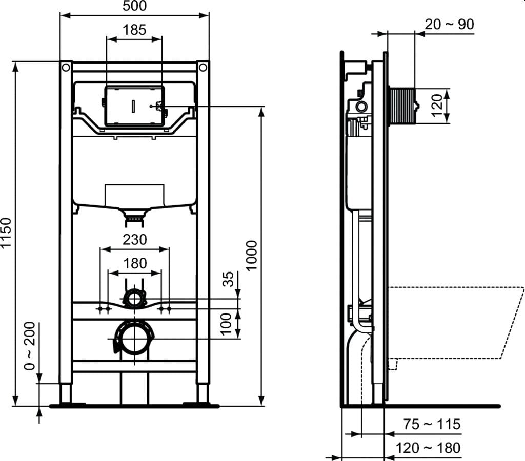 Pakabinamo WC komplektas su rėmu. Komplektą sudaro klozetas Ideal Standard Tesi AquaBlade su lėtai nusileidžiančiu dangčiu ir Prosys 120M potinkine sistema bei baltos spalvos WC mygtuku kaina ir informacija | Klozetai | pigu.lt