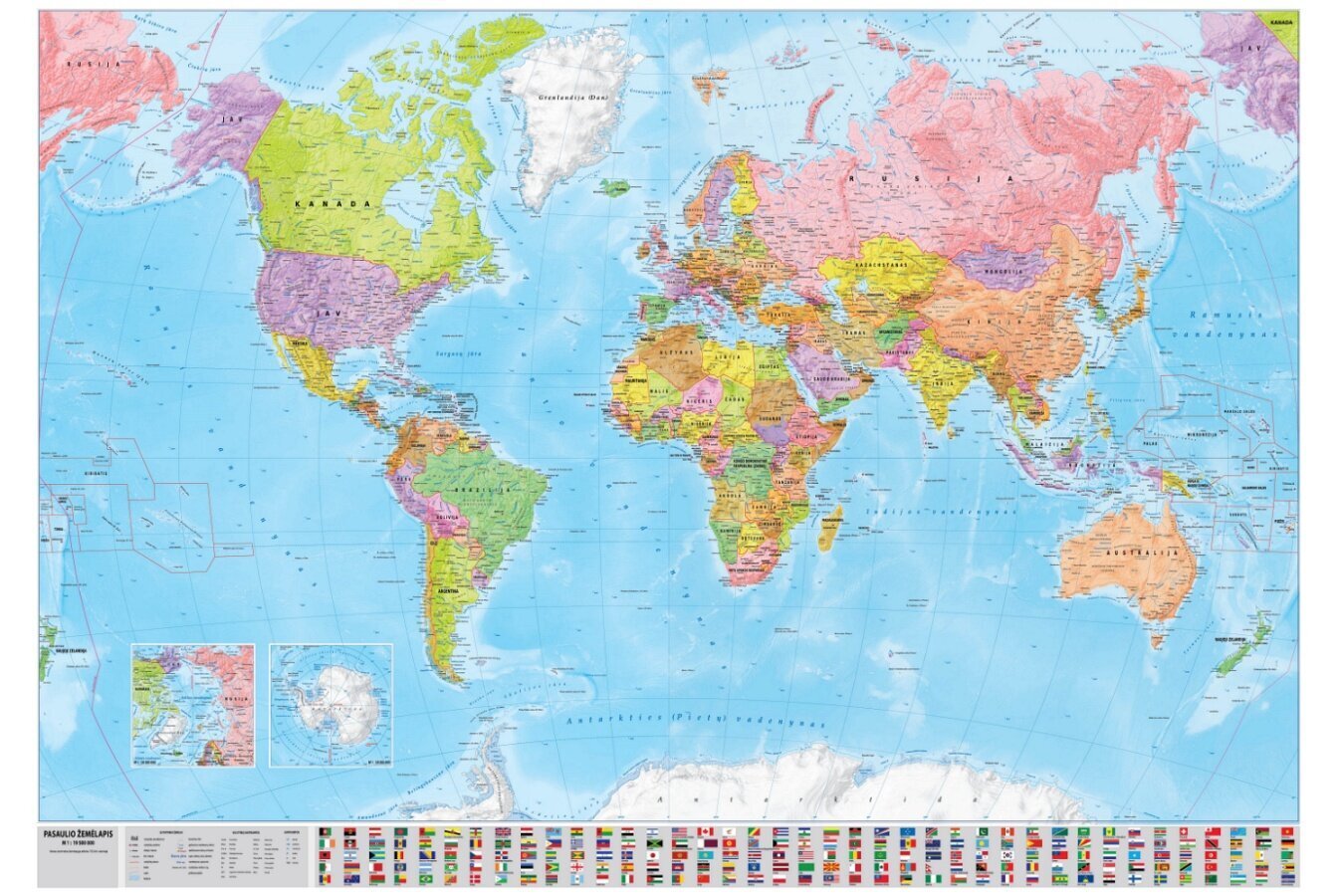 Политическая карта мира М 1:29 млн., ламинированная цена | pigu.lt