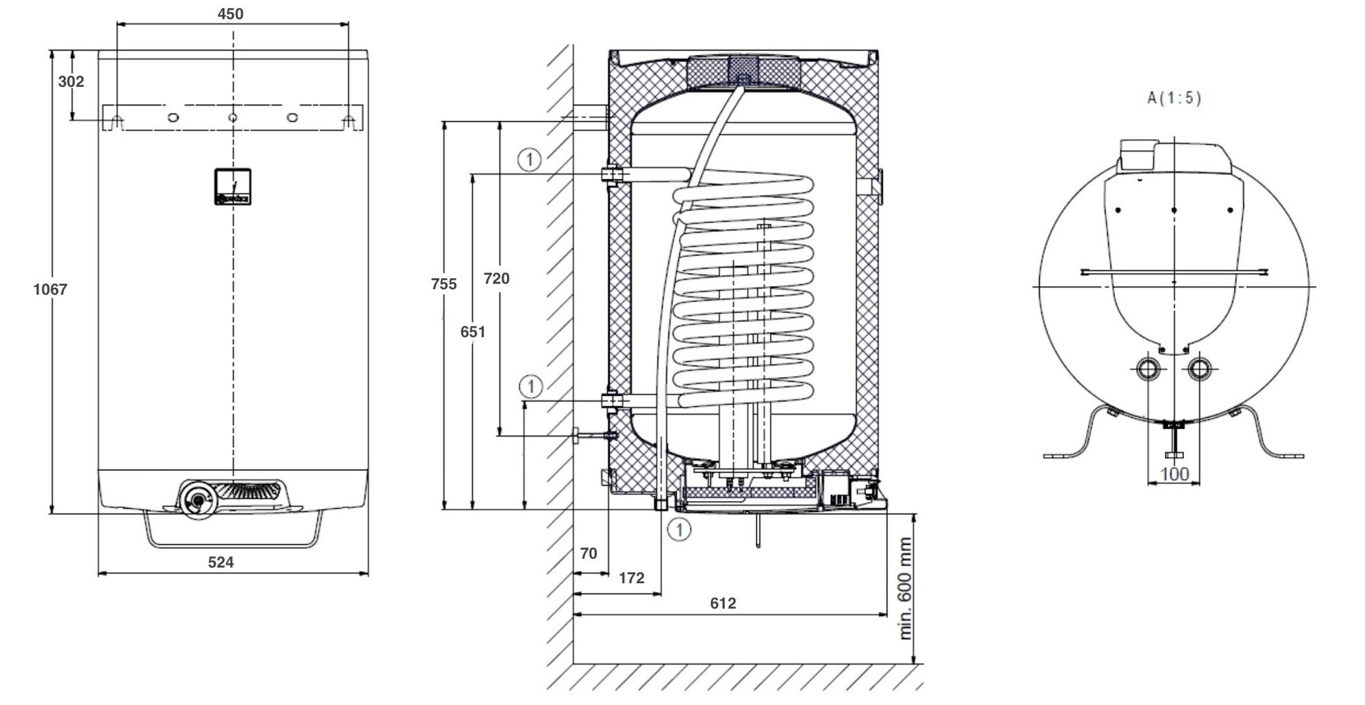 Kombinuotas vandens šildytuvas Dražice OKC 125 l., vertikalus kaina ir informacija | Vandens šildytuvai | pigu.lt