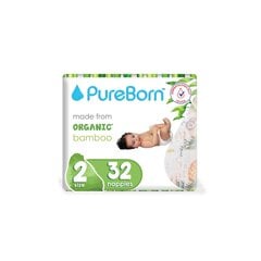 PureBorn organinės sauskelnės bambuko, 3-6 kg, 32 vnt kaina ir informacija | Sauskelnės | pigu.lt