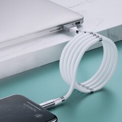 Кабель Remax self-organizing magnetic, USB-USB Type C, 1 m, белый цена и информация | Кабели для телефонов | pigu.lt