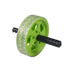 Двойное колесо (17.5 см) для упражнений фитнеса с эргономичными ручками SportVida, зеленое цена и информация | Ролики для пресса | pigu.lt